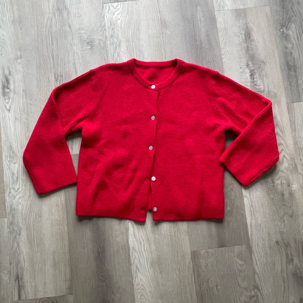 Women's Red Cardigan Sweater